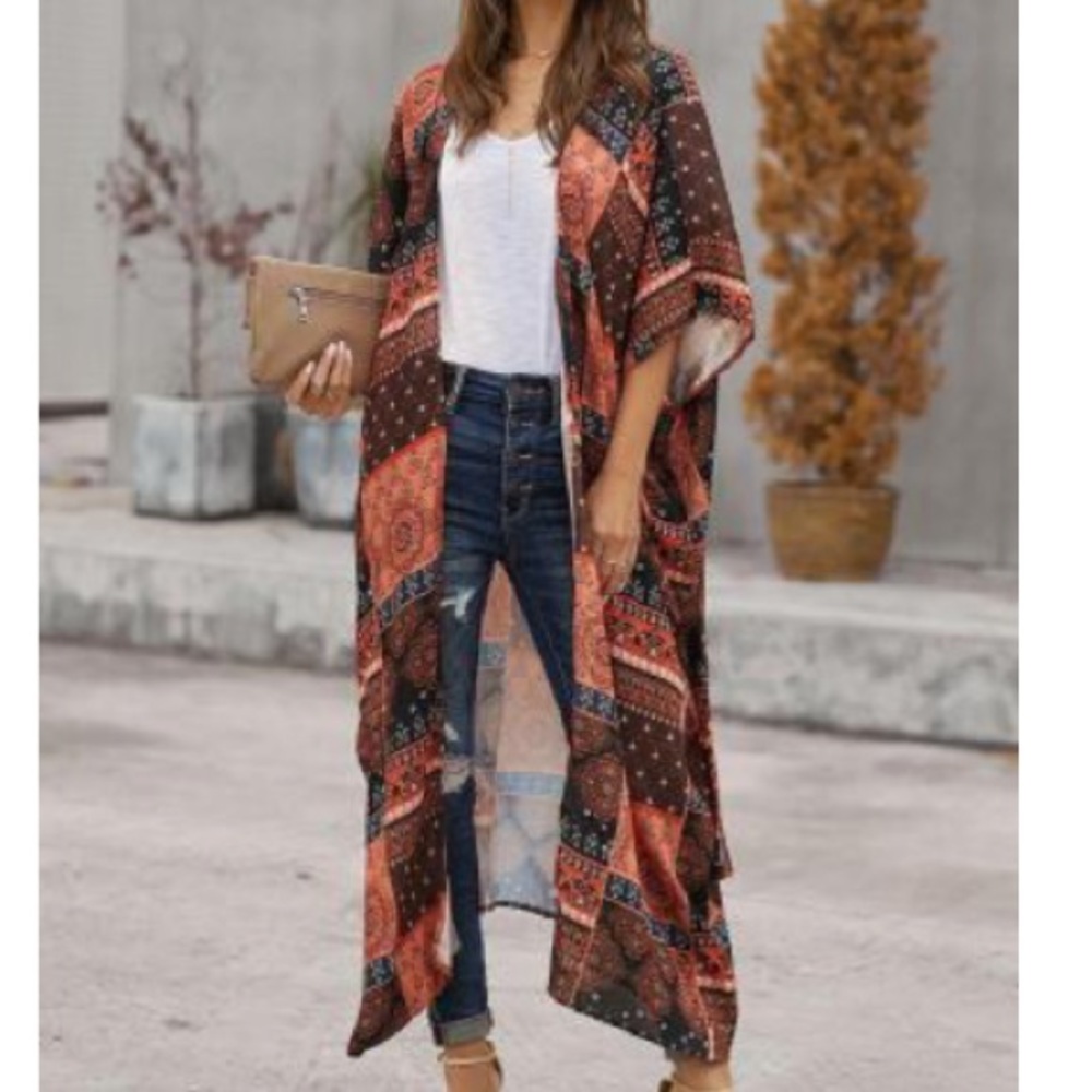 Boho Style Kimono With Tie Belt